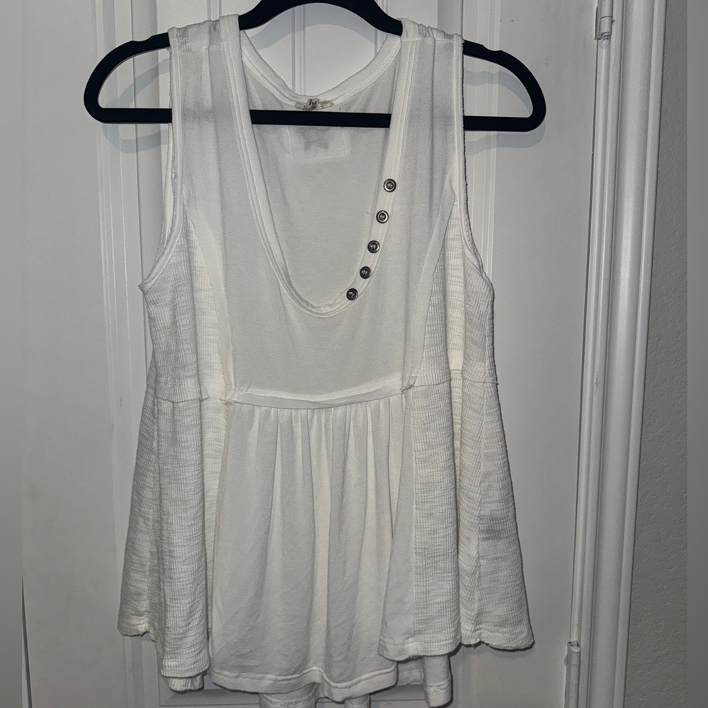 POL White Sleeveless Top with Button Detail